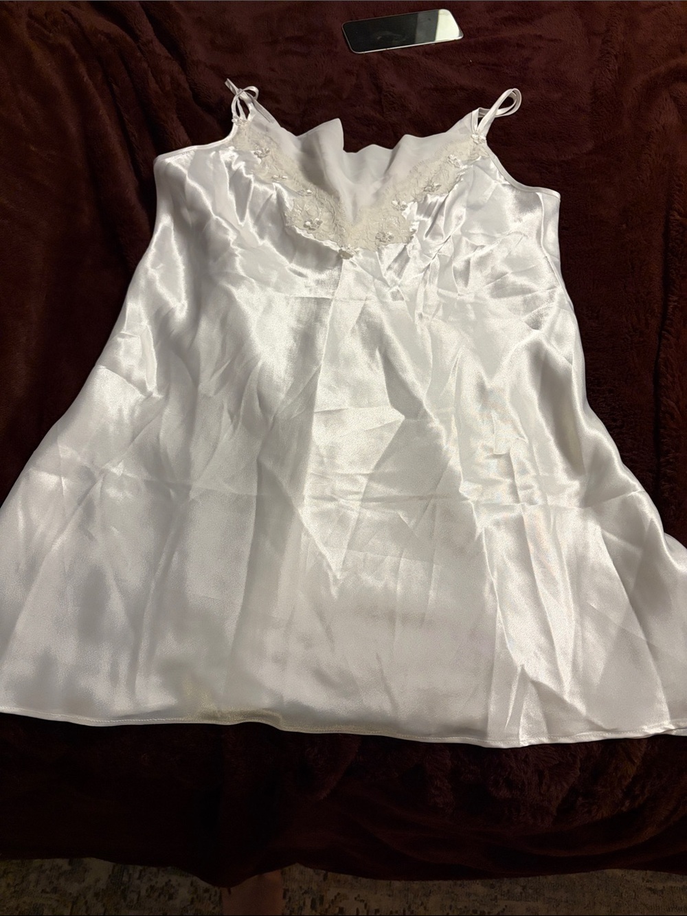Oscar De La Renta Pink Label White Lace-Trim Slip Dress